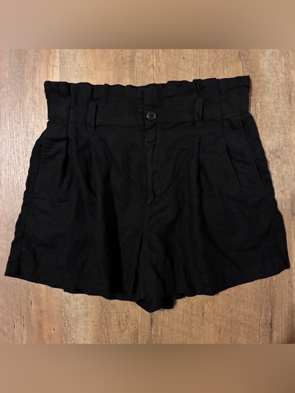 Madewell Black High-Waist Paperbag Shorts